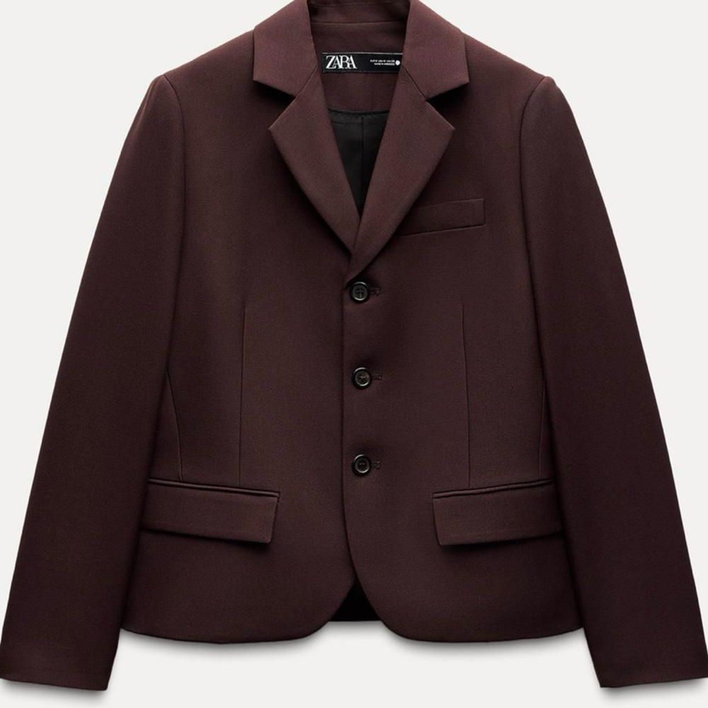 NWT Zara Pocket Blazer Eggplant Women Large